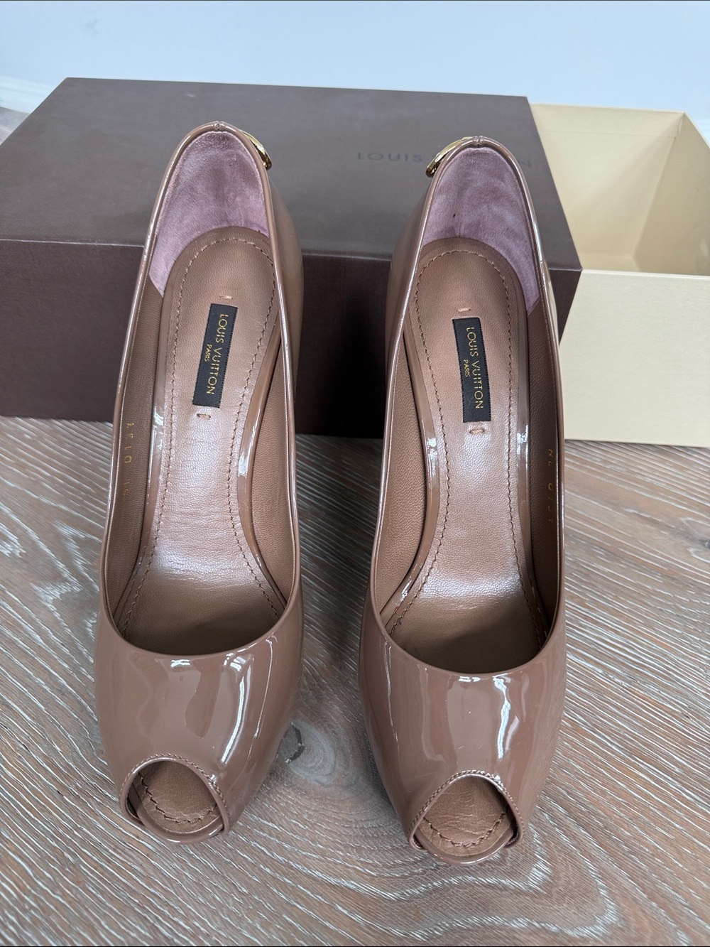 Louis Vuitton Patent Leather Peep-Toe Pumps